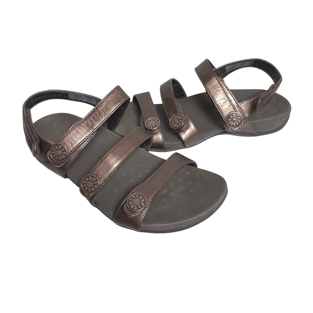 Vionic Cathy Metallic Bronze Orthotic Slingback Sandals Womens 8 Travel Boho